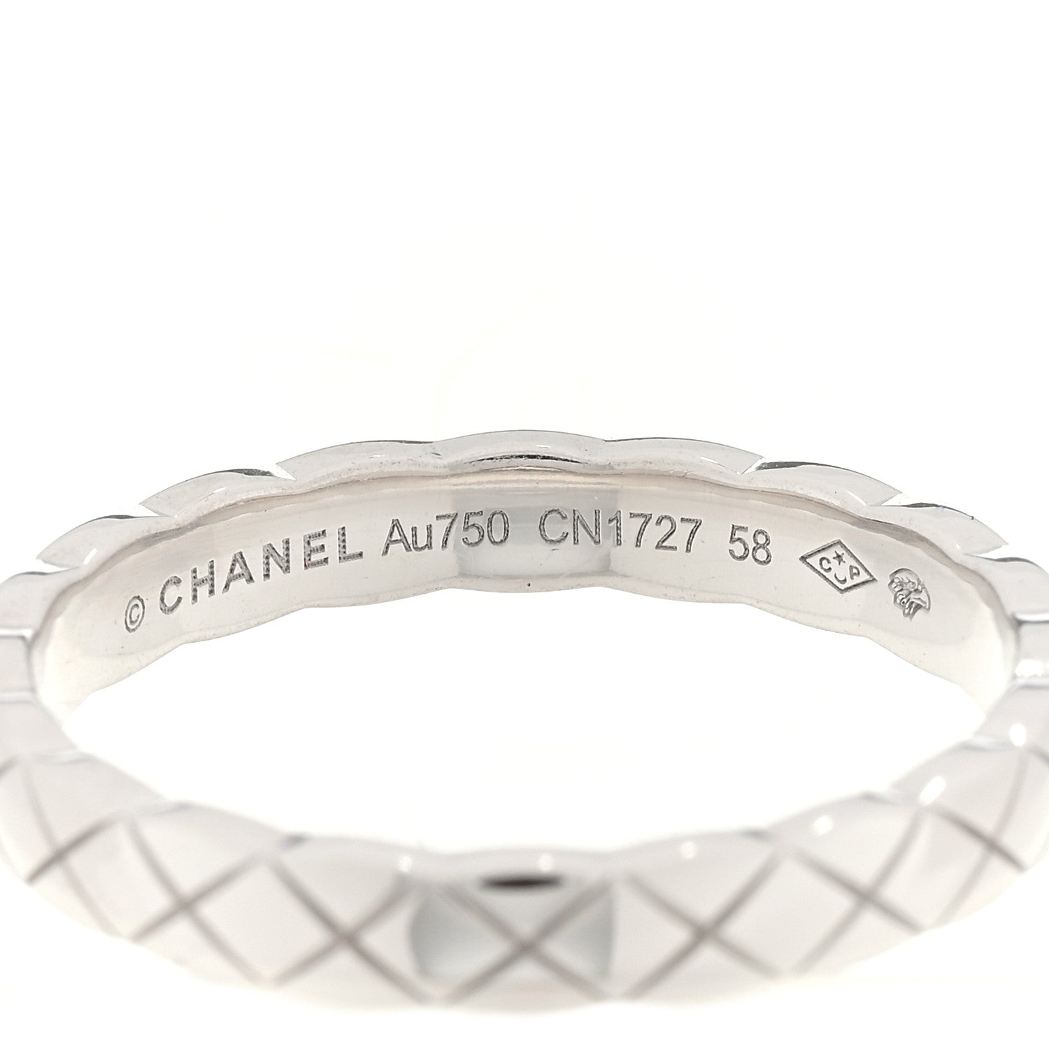 Chanel 18K White Gold Mini Coco Crush Ring 58 8.25 4 of 5