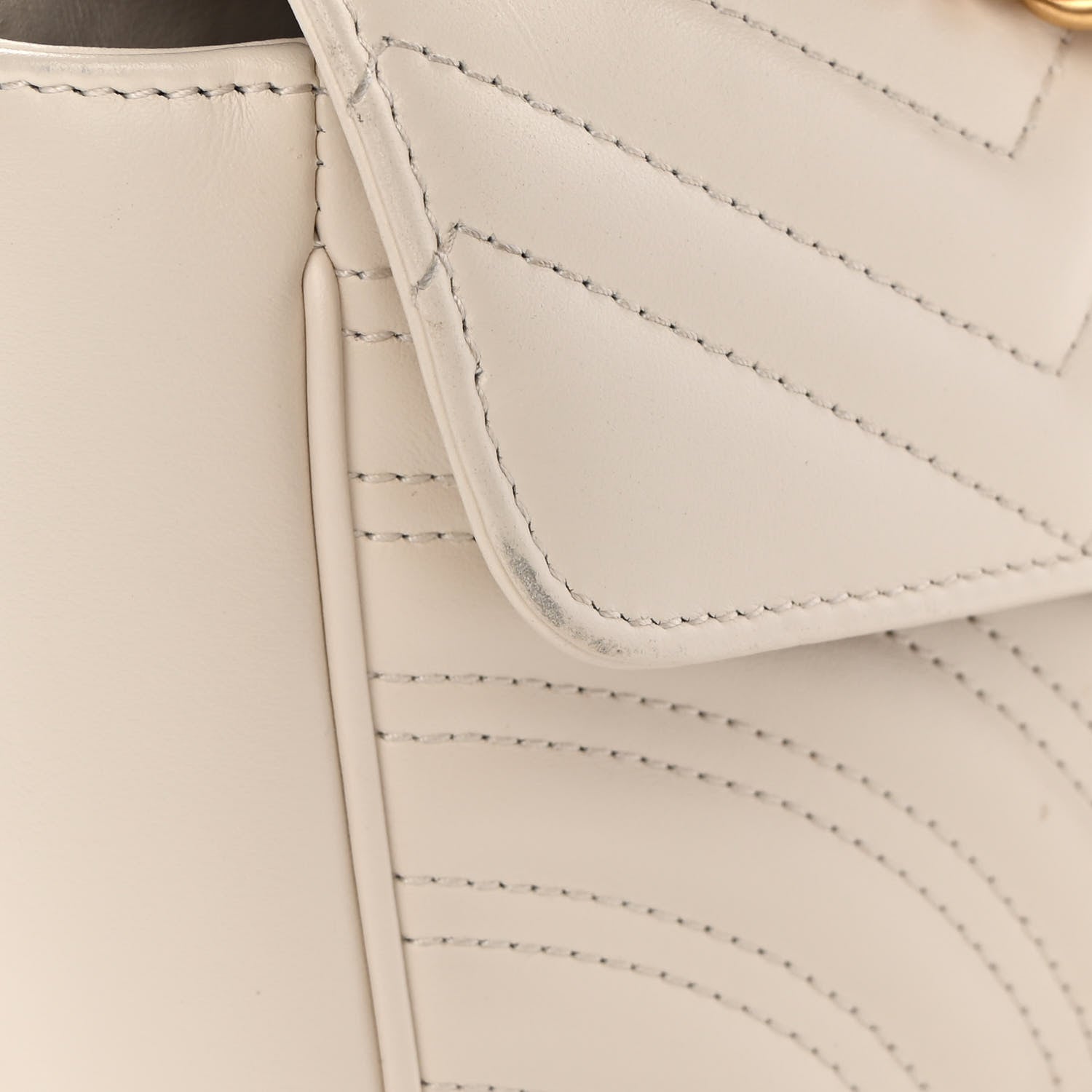 Gucci Calfskin Matelasse Small GG Marmont Shoulder Bag White 12 of 14