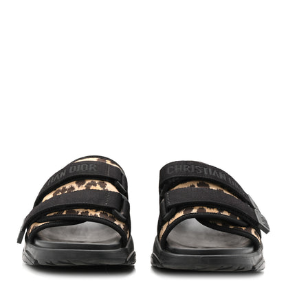 Christian Dior Technical Fabric Nylon Leopard Print D-Wander Slide Sandals 39 Black Brown 3 of 10