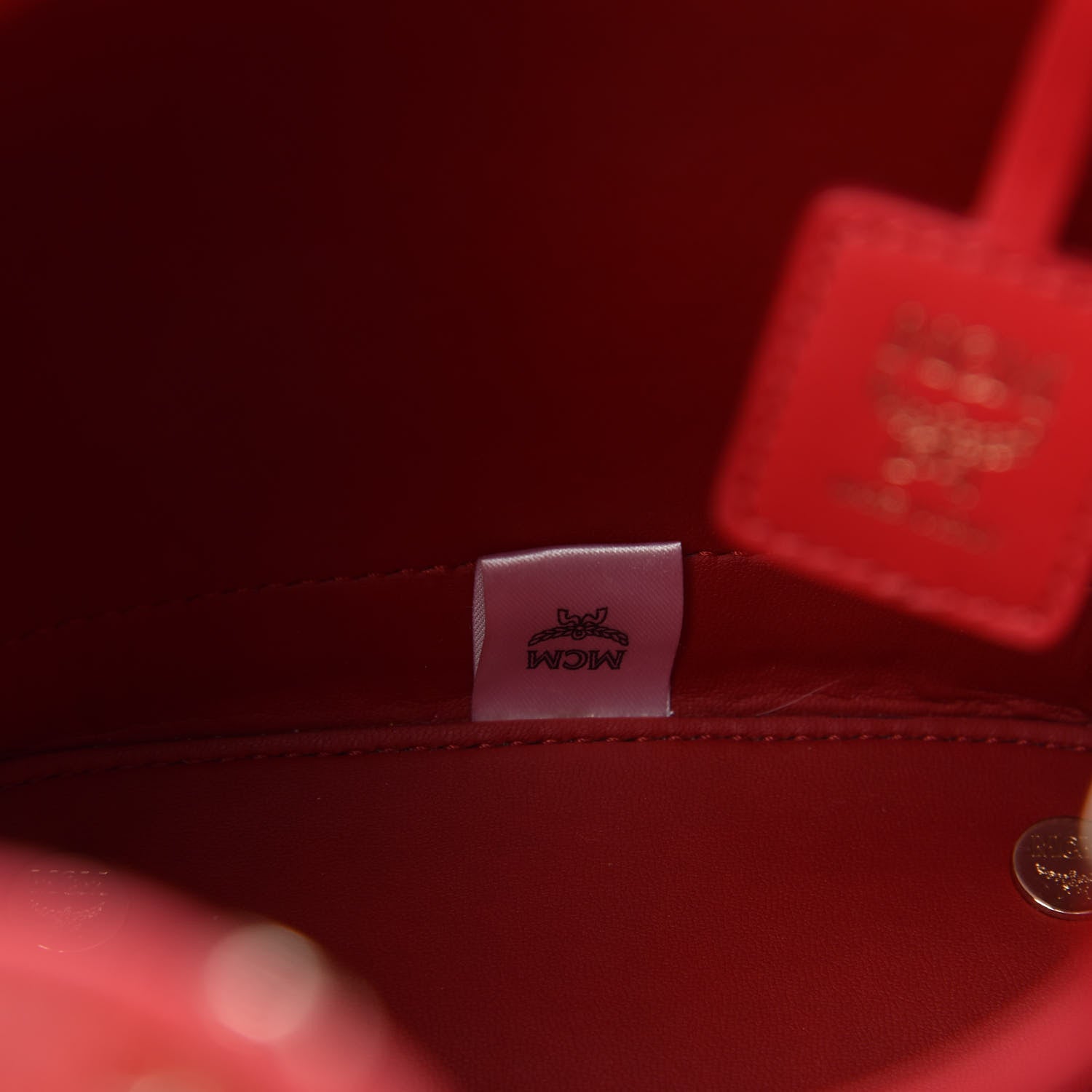 MCM Goatskin Patent Milano Mini Drawstring Bag Ruby Red 6 of 9