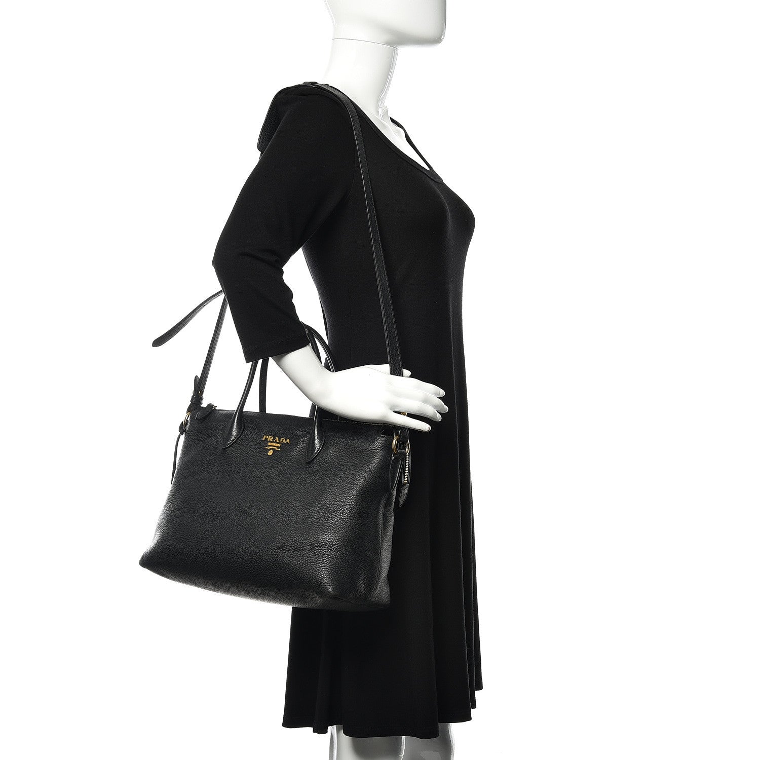 Prada Vitello Daino Tote Black 2 of 14