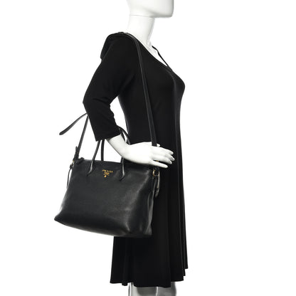 Prada Vitello Daino Tote Black 2 of 14