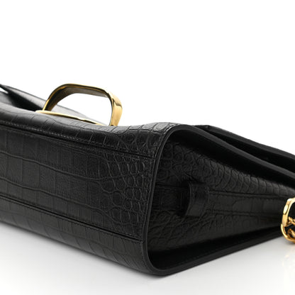 Alexander McQueen Calfskin Crocodile Embossed The Story Shoulder Bag Black 9 of 9