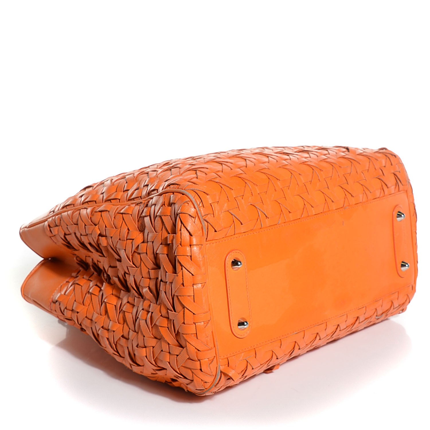 Christian Dior Lambskin Woven North South Avenue Tote Orange 4 of 8