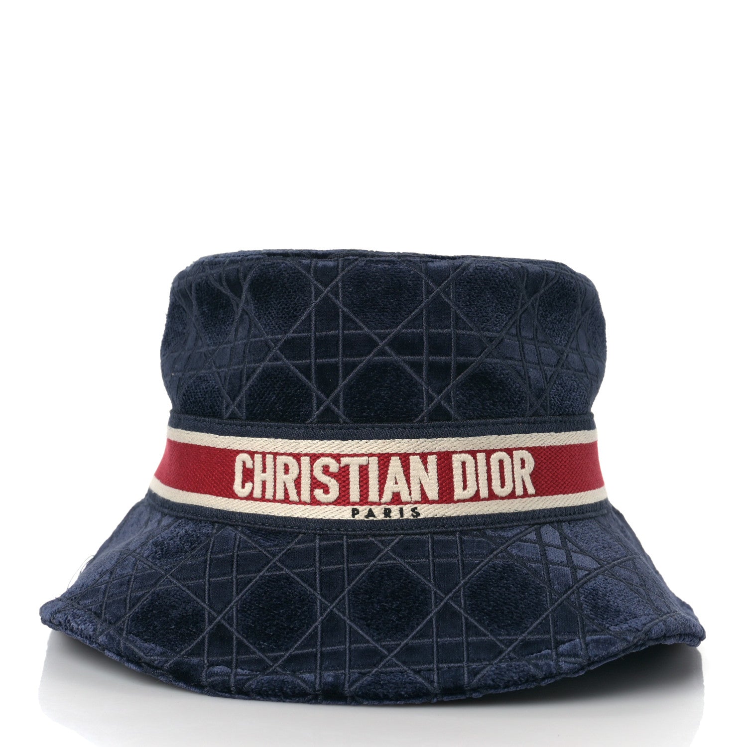 Christian Dior Velvet Cannage Bucket Hat 57 Blue 2 of 6