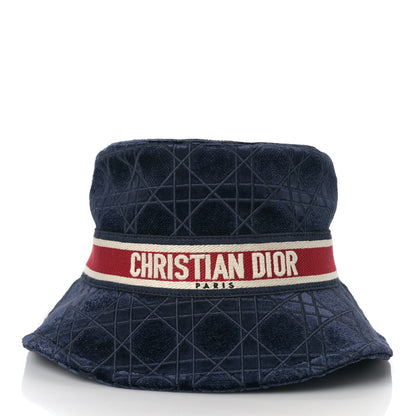 Christian Dior Velvet Cannage Bucket Hat 57 Blue 2 of 6