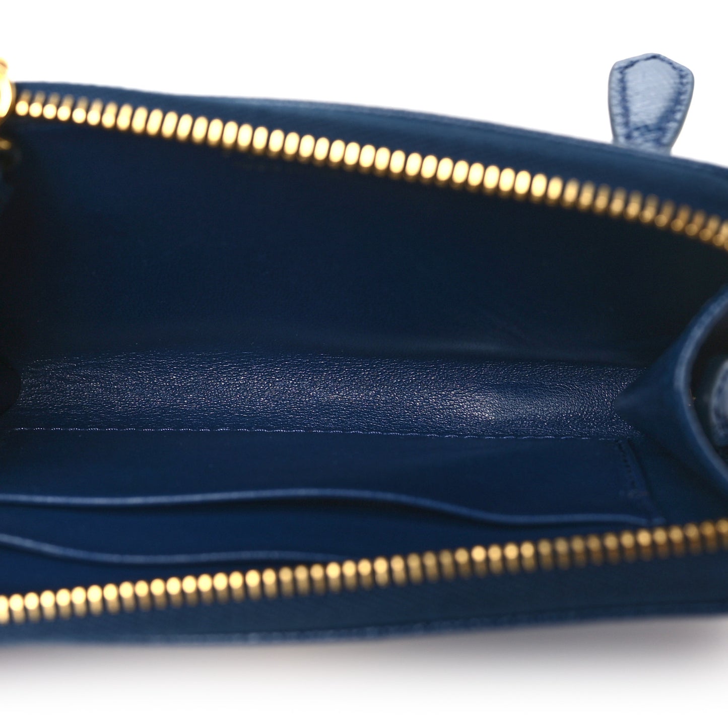 Saffiano Metal Zip Around Keychain Bluette