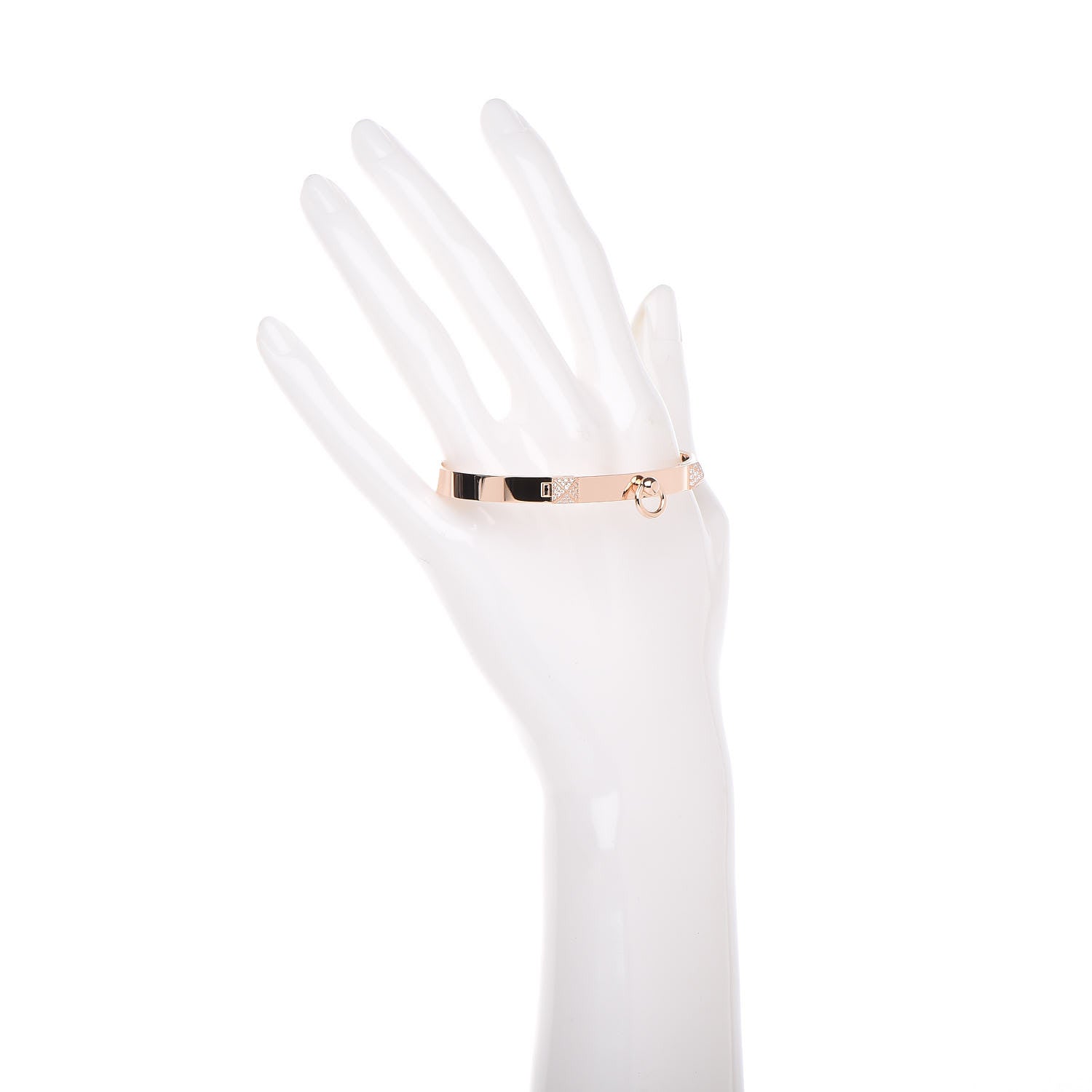 Hermes 18K Rose Gold Diamond PM Collier De Chien Bracelet LG 2 of 4