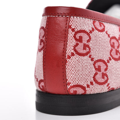 Gucci Canvas GG Monogram Horsebit Womens Jordaan Loafers 37 Gardenia Hibiscus Red 10 of 10