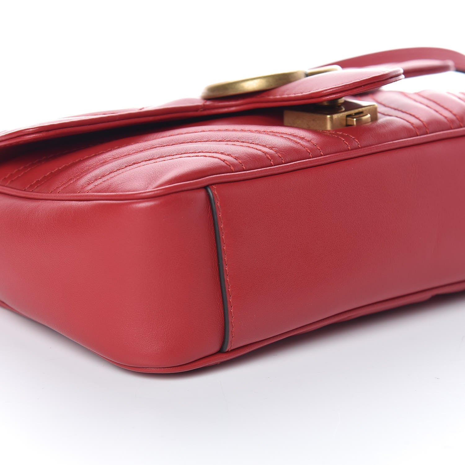 Gucci Calfskin Matelasse Mini GG Marmont Shoulder Bag Hibiscus Red 5 of 9