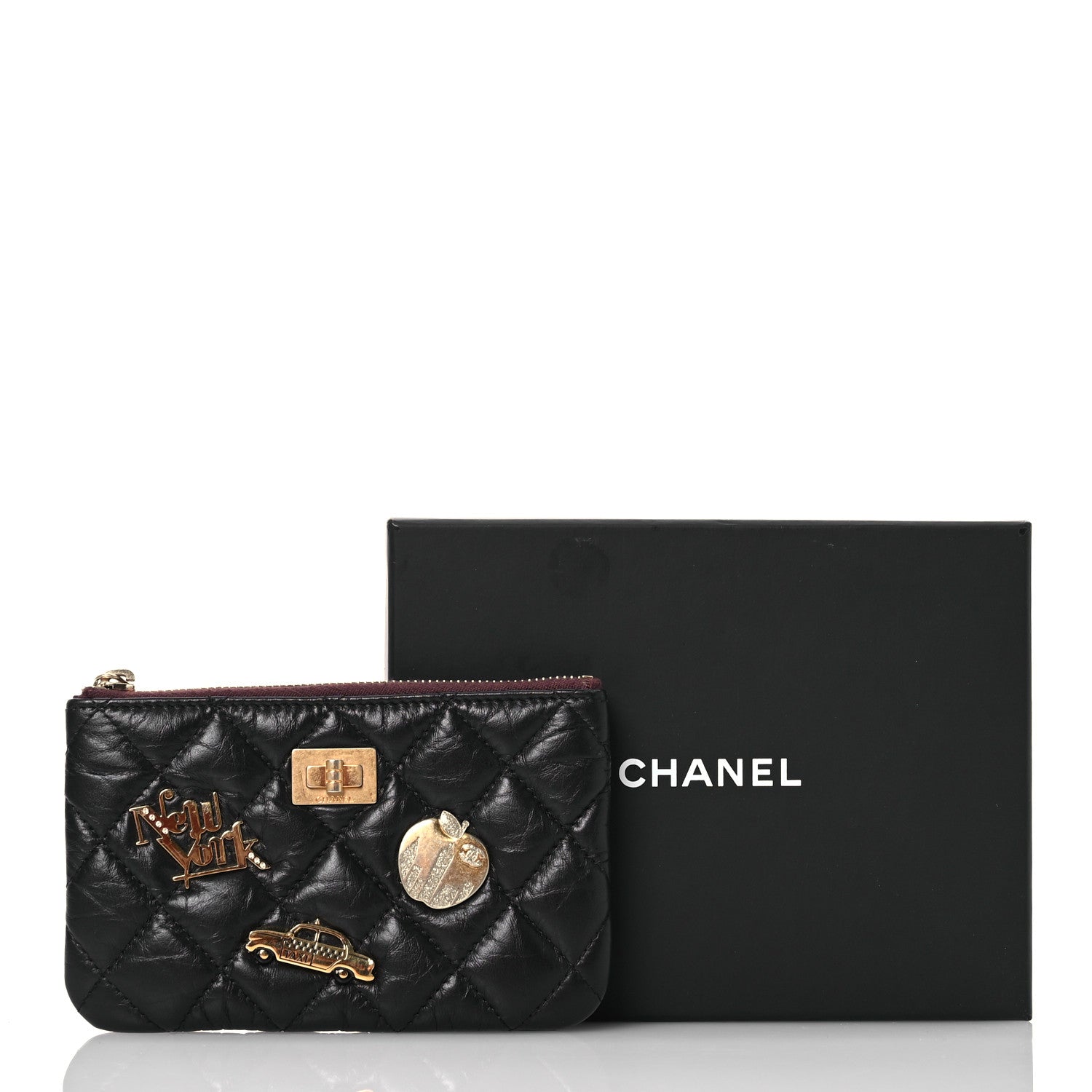 Chanel Aged Calfskin Quilted Small Lucky Charms Cosmetic Case Black 11 of 11