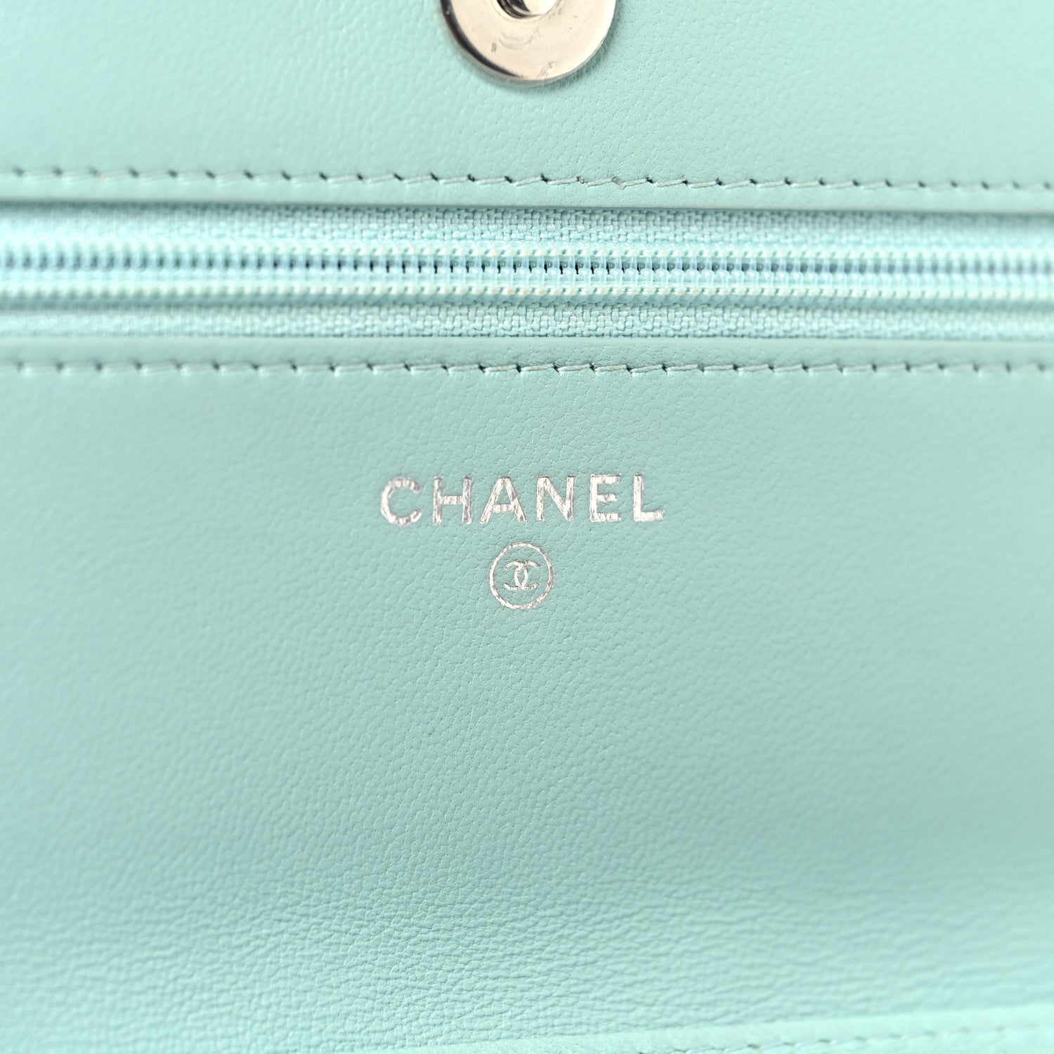 Chanel Calfskin Whipstitch Wallet On Chain WOC Green 6 of 11