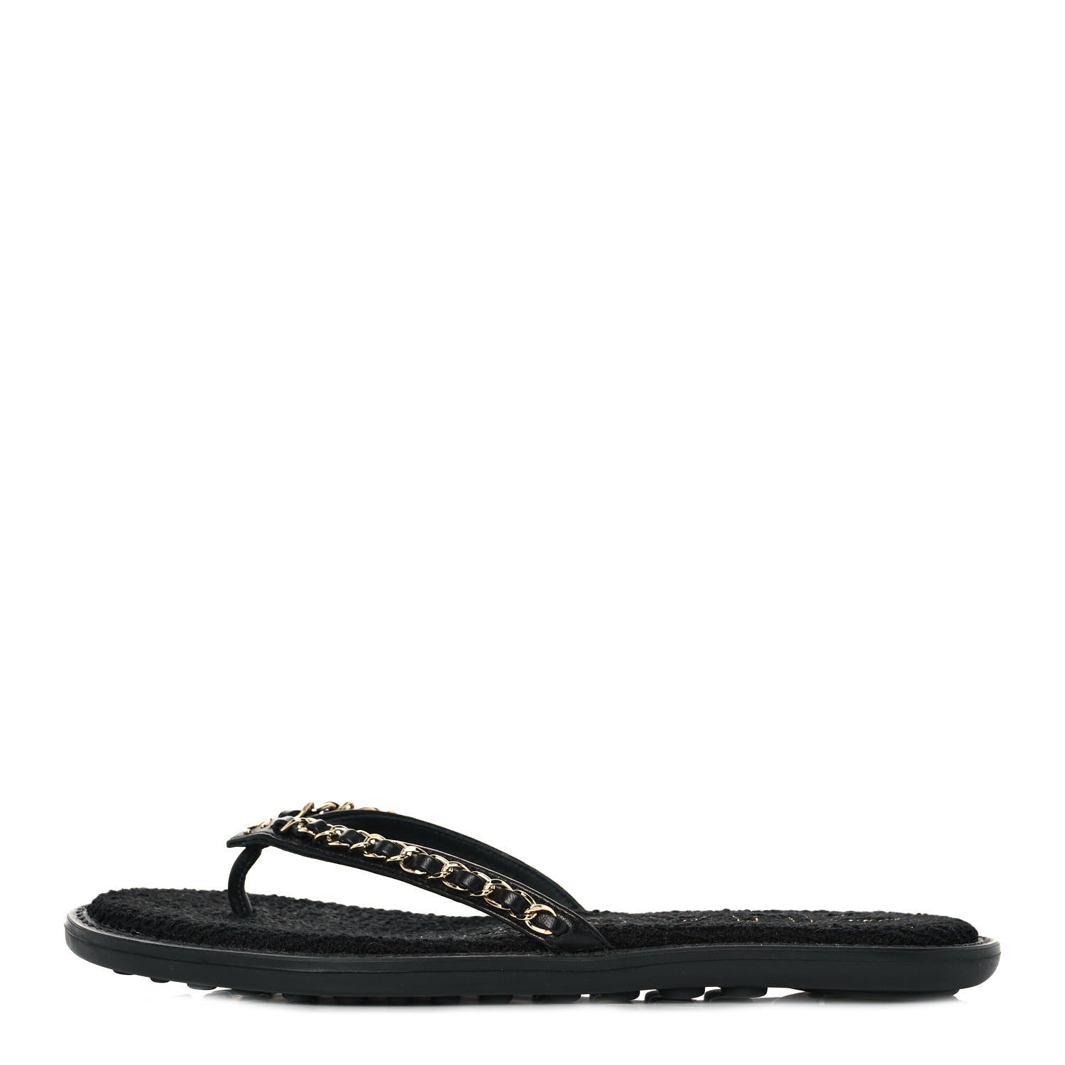 Chanel Lambskin CC Chain Thong Sandals 37 Black 1 of 8