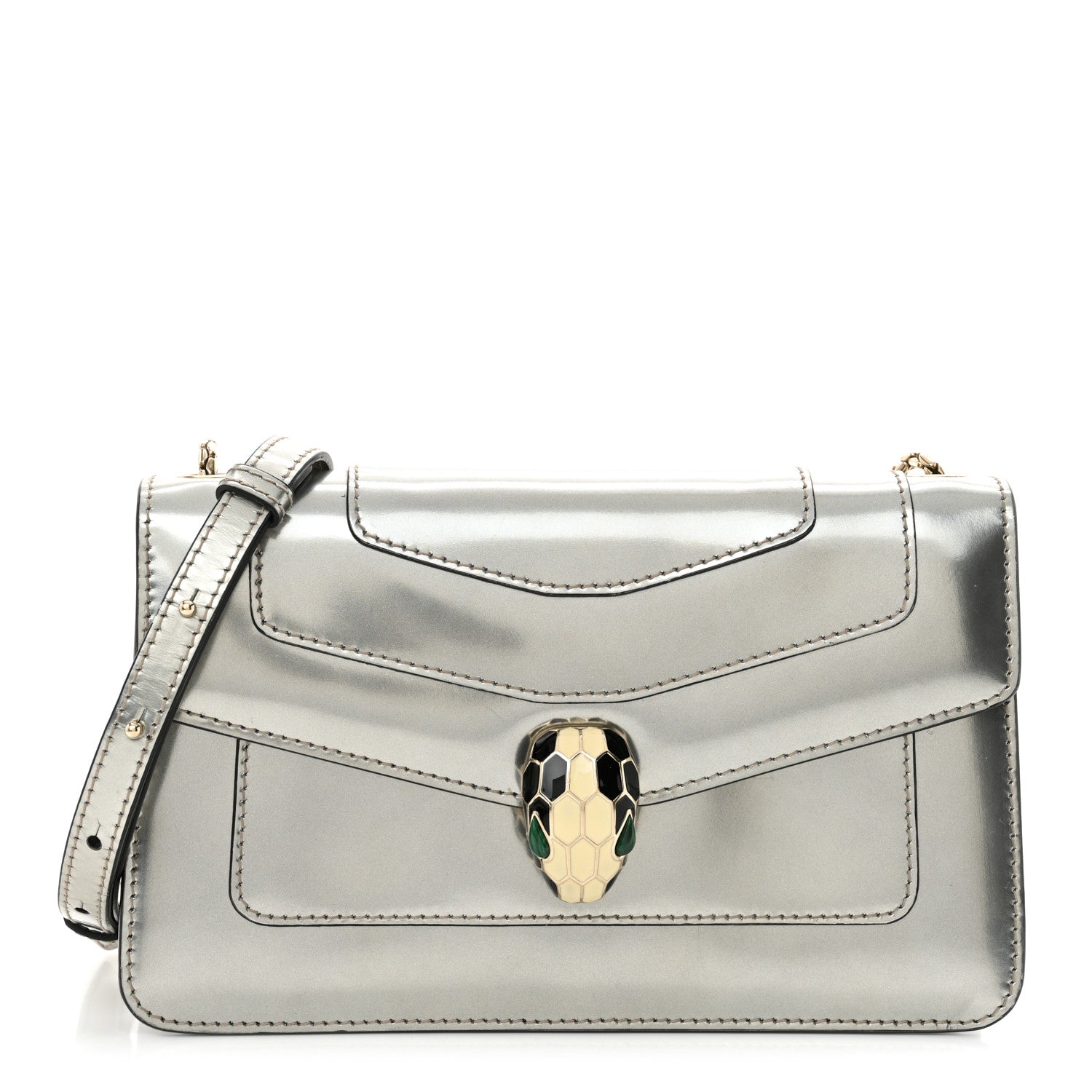Bulgari Metallic Serpenti Forever Small Shoulder Bag Silver 1 of 11