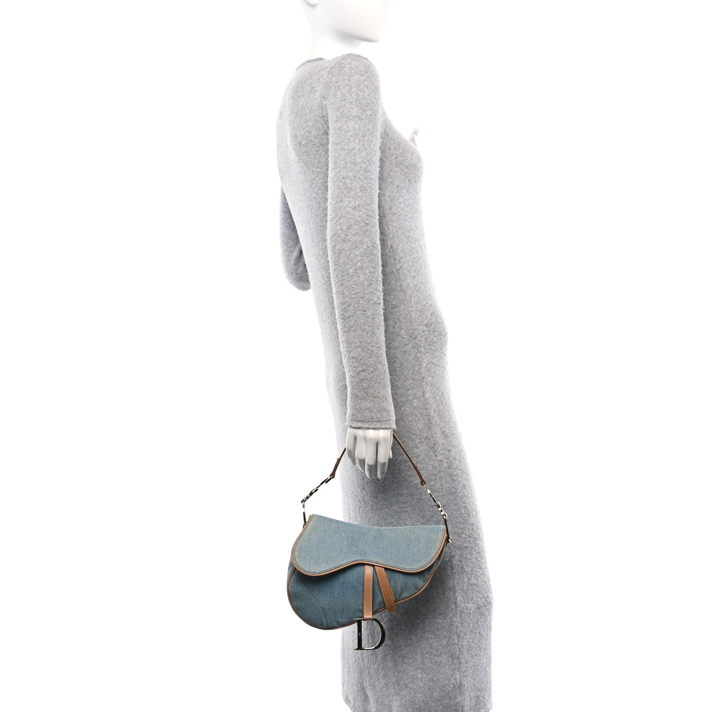 Denim Calfskin Saddle Bag Light Blue