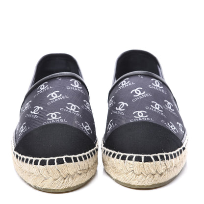 Chanel Mesh Grosgrain CC Espadrilles 38 Black White 3 of 10