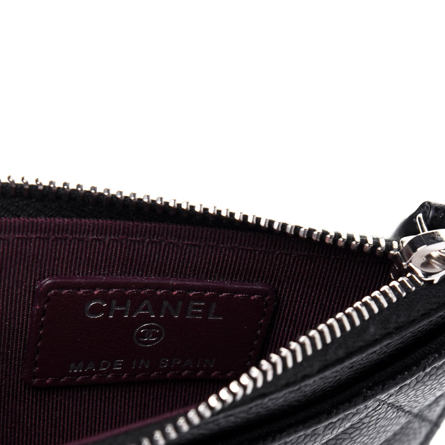 Caviar Quilted CC Zip Card Holder Black