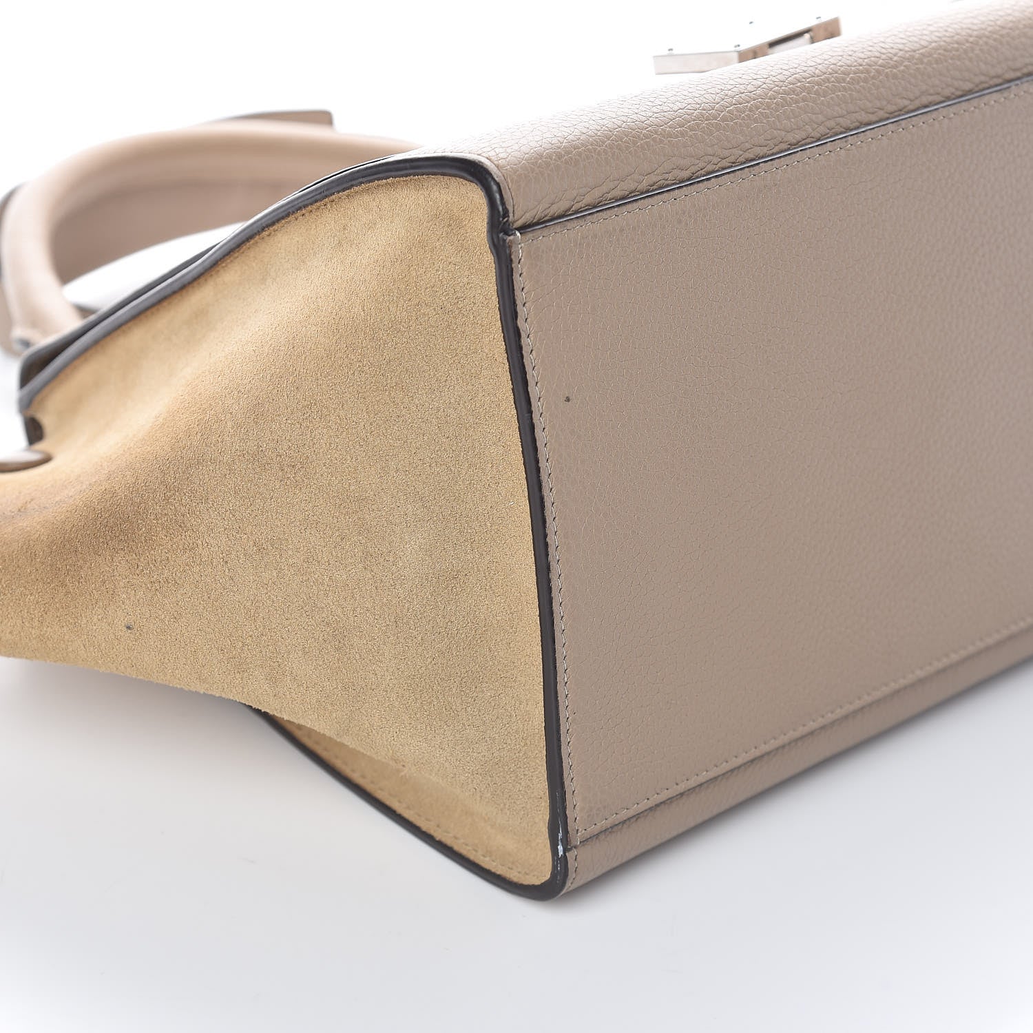 Celine Drummed Calfskin Suede Small Trapeze Dune 7 of 9