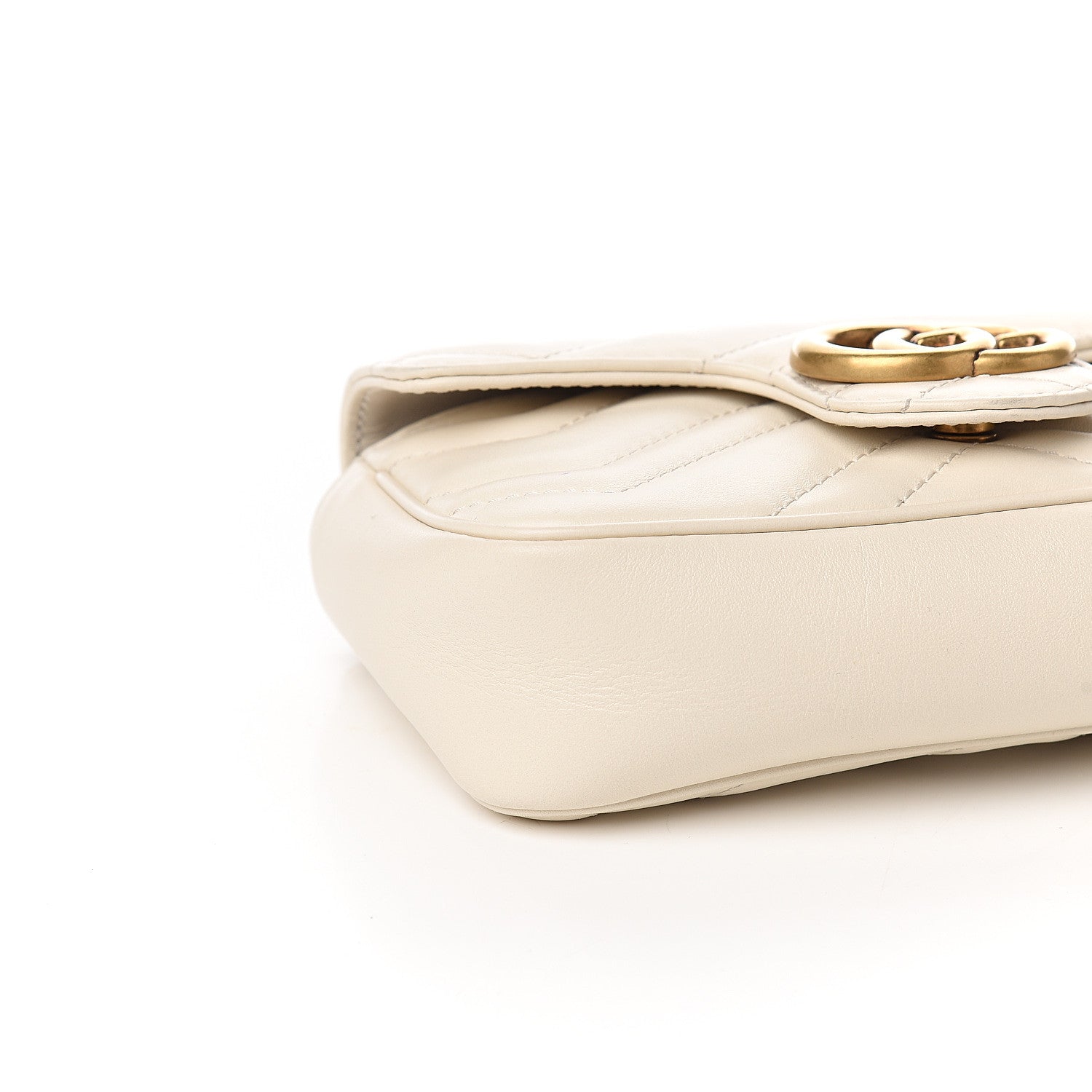 Gucci Calfskin Matelasse Super Mini GG Marmont Shoulder Bag White 7 of 11