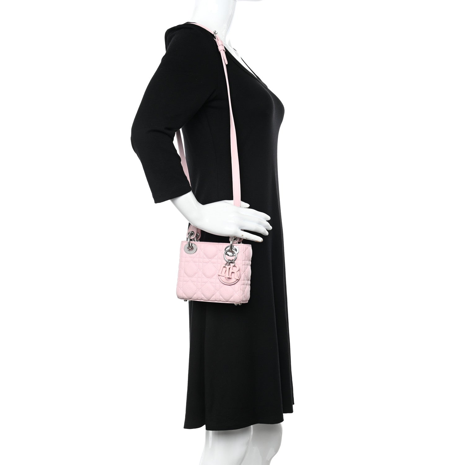 Christian Dior Grained Calfskin Cannage Nano Lady Dior Rose Clair 2 of 11