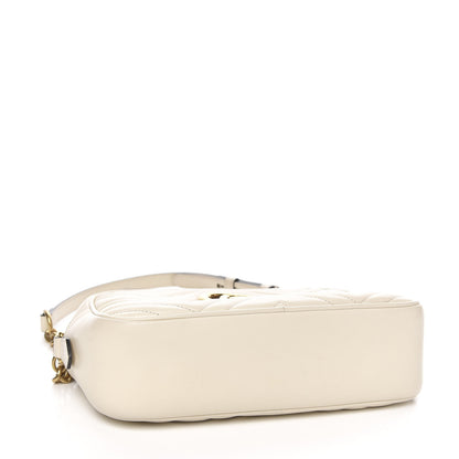 Gucci Calfskin Matelasse Small GG Marmont Chain Shoulder Bag White 3 of 10
