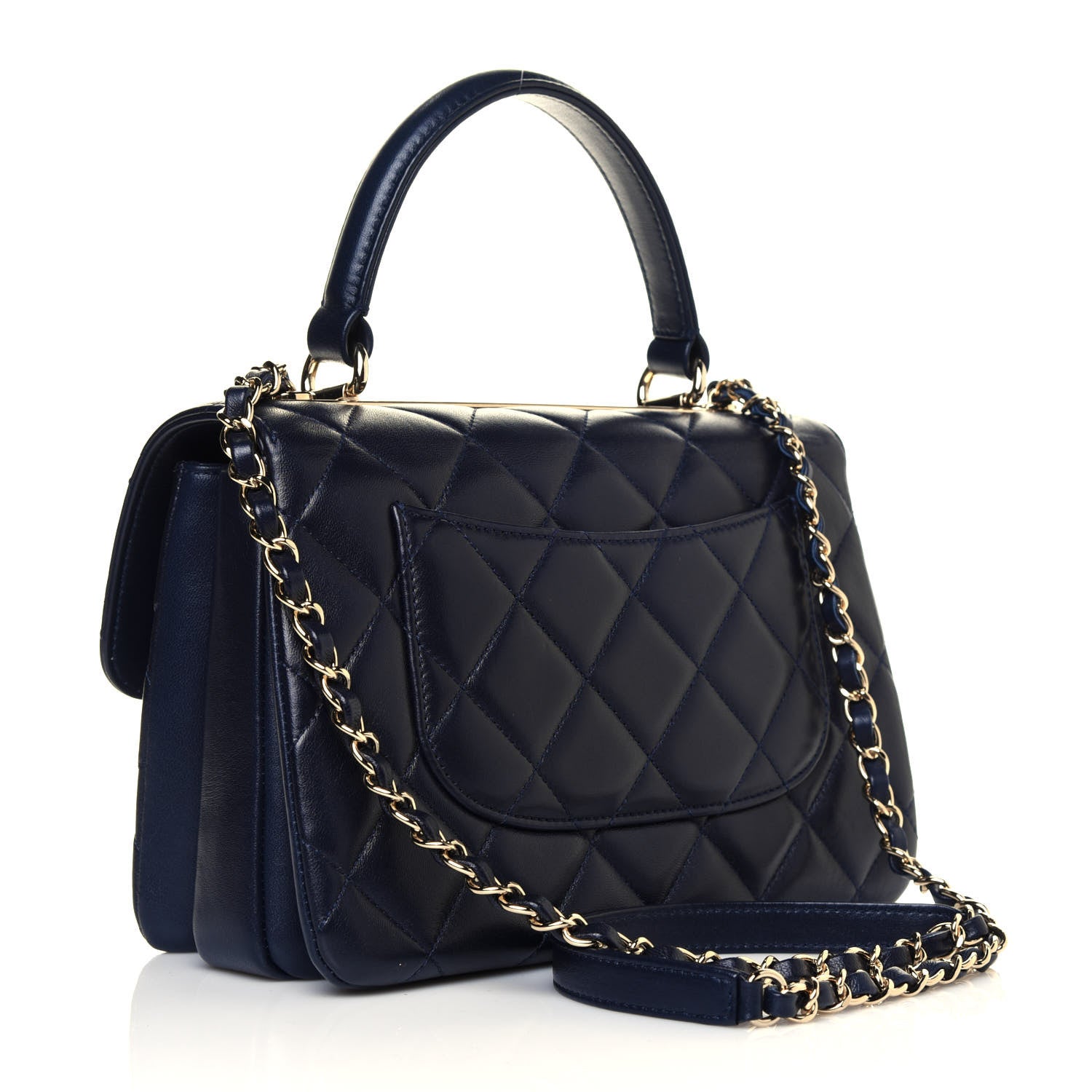 Chanel Lambskin Quilted Small Trendy CC Flap Dual Handle Bag Navy 2 of 11