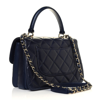 Chanel Lambskin Quilted Small Trendy CC Flap Dual Handle Bag Navy 2 of 11