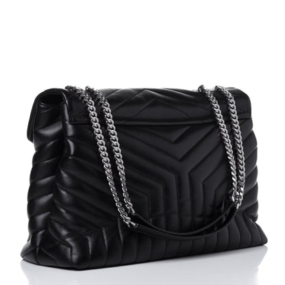 Saint Laurent Calfskin Y Quilted Monogram Large Loulou Chain Satchel Black 3 of 12