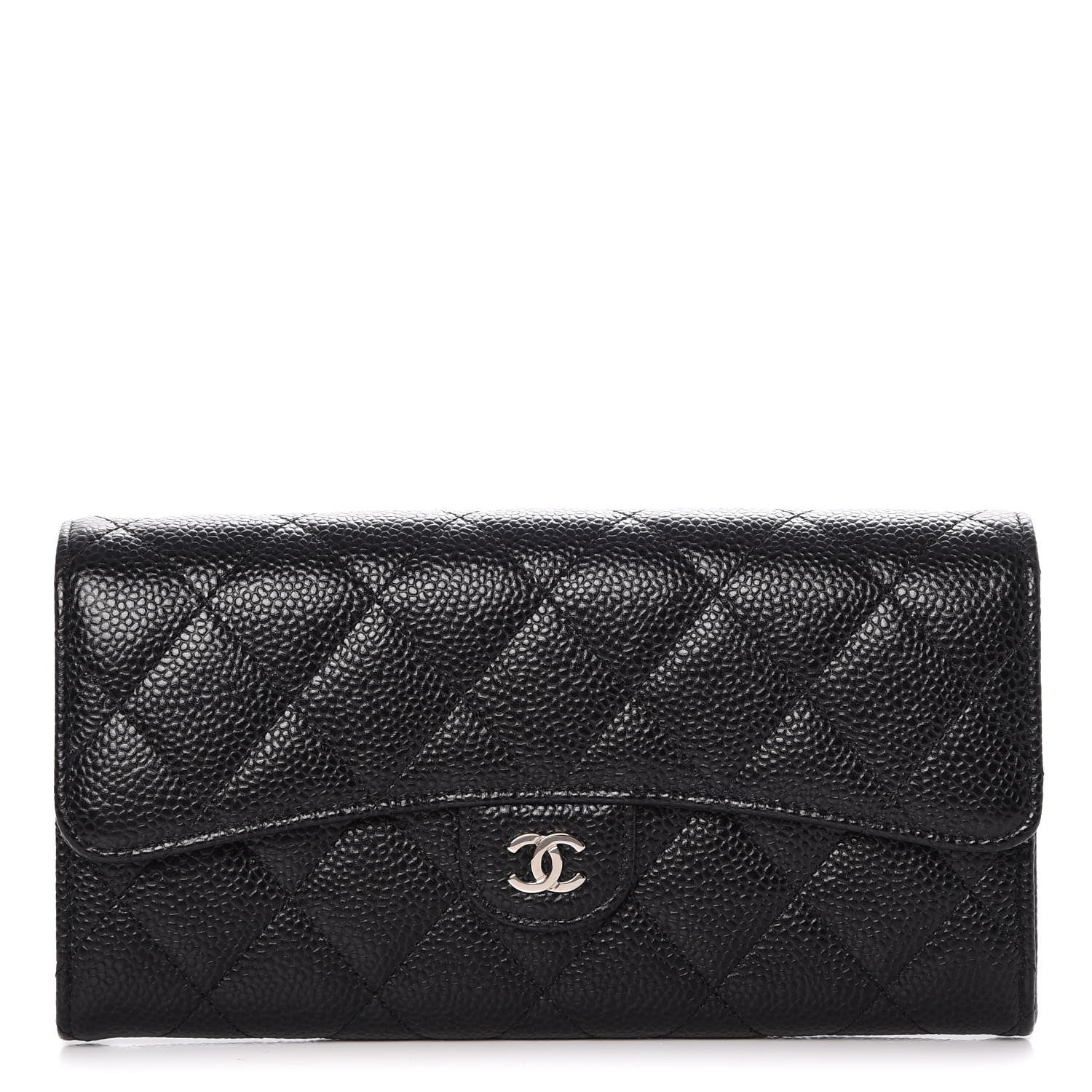 Chanel Caviar Quilted Large Gusset Flap Wallet Black 1 of 9