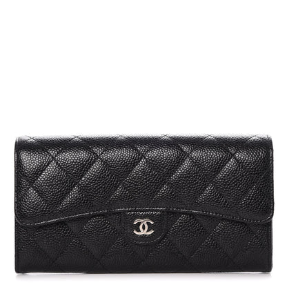 Chanel Caviar Quilted Large Gusset Flap Wallet Black 1 of 9
