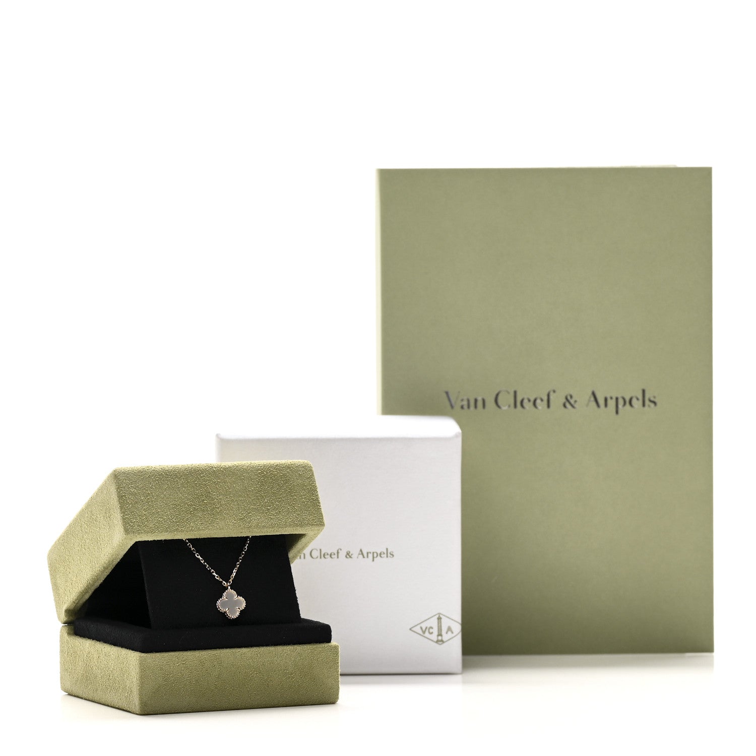 Van Cleef & Arpels 18K Yellow Gold Mother of Pearl Sweet Alhambra Pendant Necklace 6 of 6