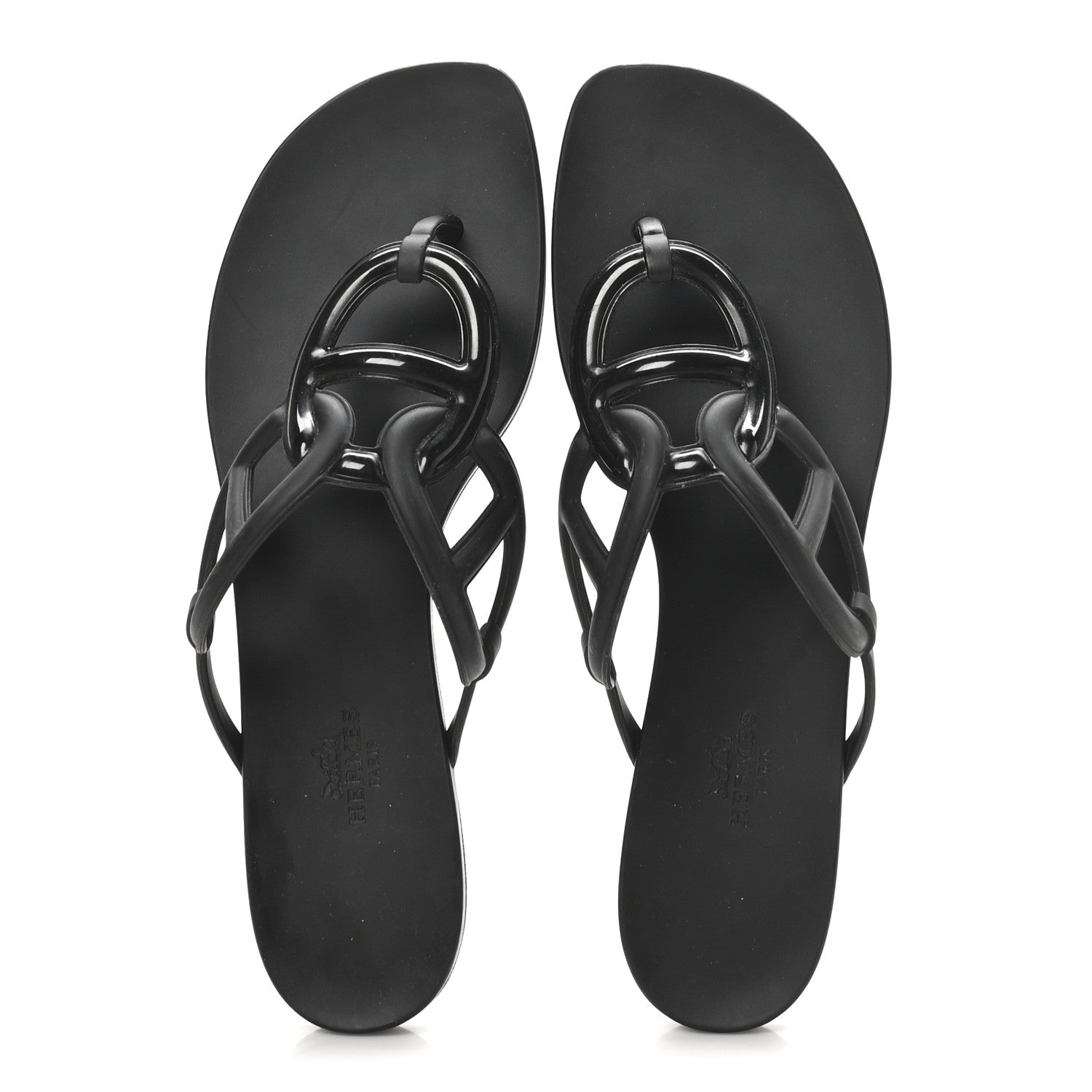 Hermes Rubber Womens Egerie Sandals 40 Black 2 of 10