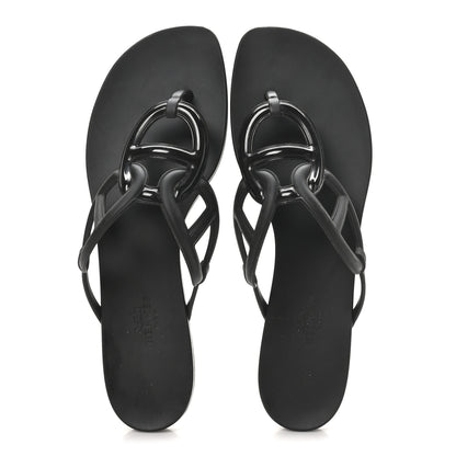 Hermes Rubber Womens Egerie Sandals 40 Black 2 of 10