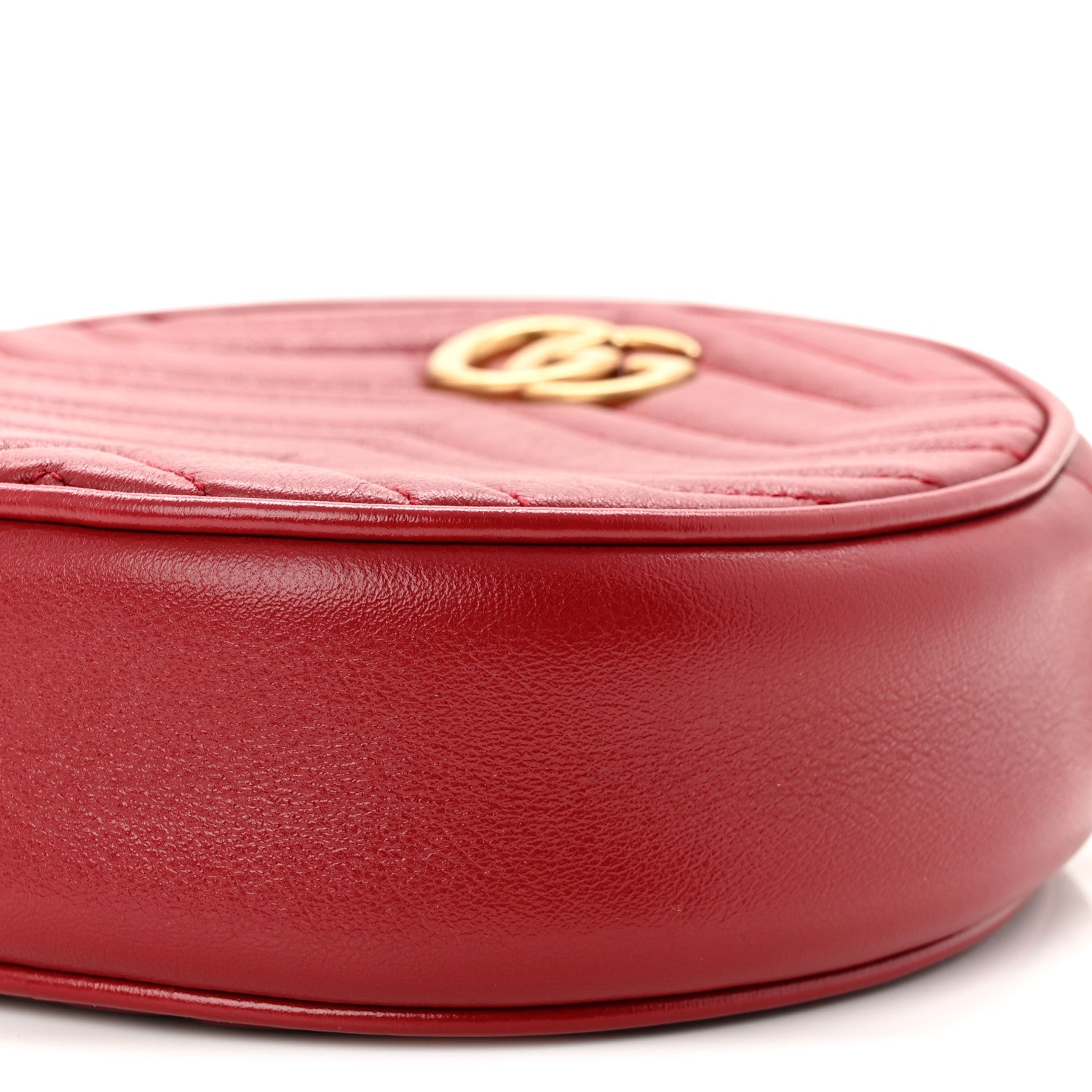 Gucci Glazed Calfskin Matelasse Heart Mini GG Marmont Round Shoulder Bag Romantic Cerise 10 of 10
