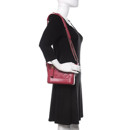 Chanel Aged Calfskin Quilted Small Gabrielle Hobo Dark Pink 2 of 10
