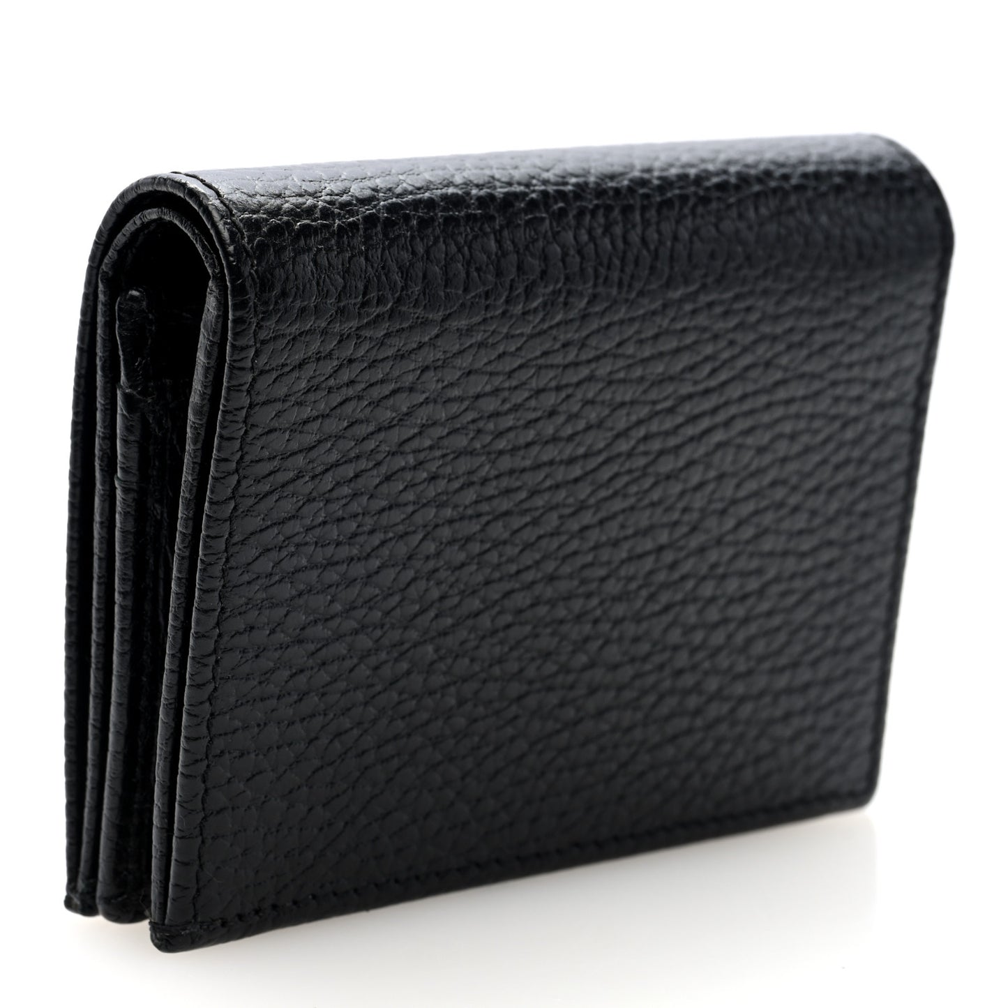 Dollar Calfskin Enamel Monochrome GG Marmont Card Case Black