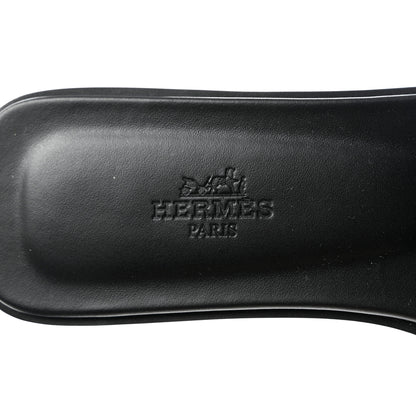 Hermes Box Calfskin Oran Sandals 37.5 Black 7 of 9