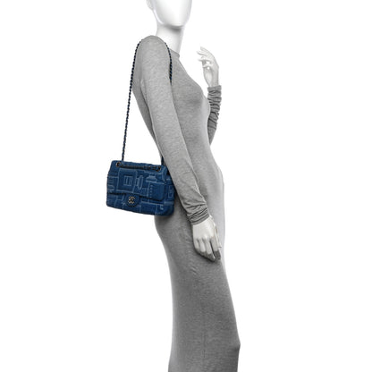 Chanel Denim Embroidered Medium Perfume Bottle Flap Light Blue 2 of 11