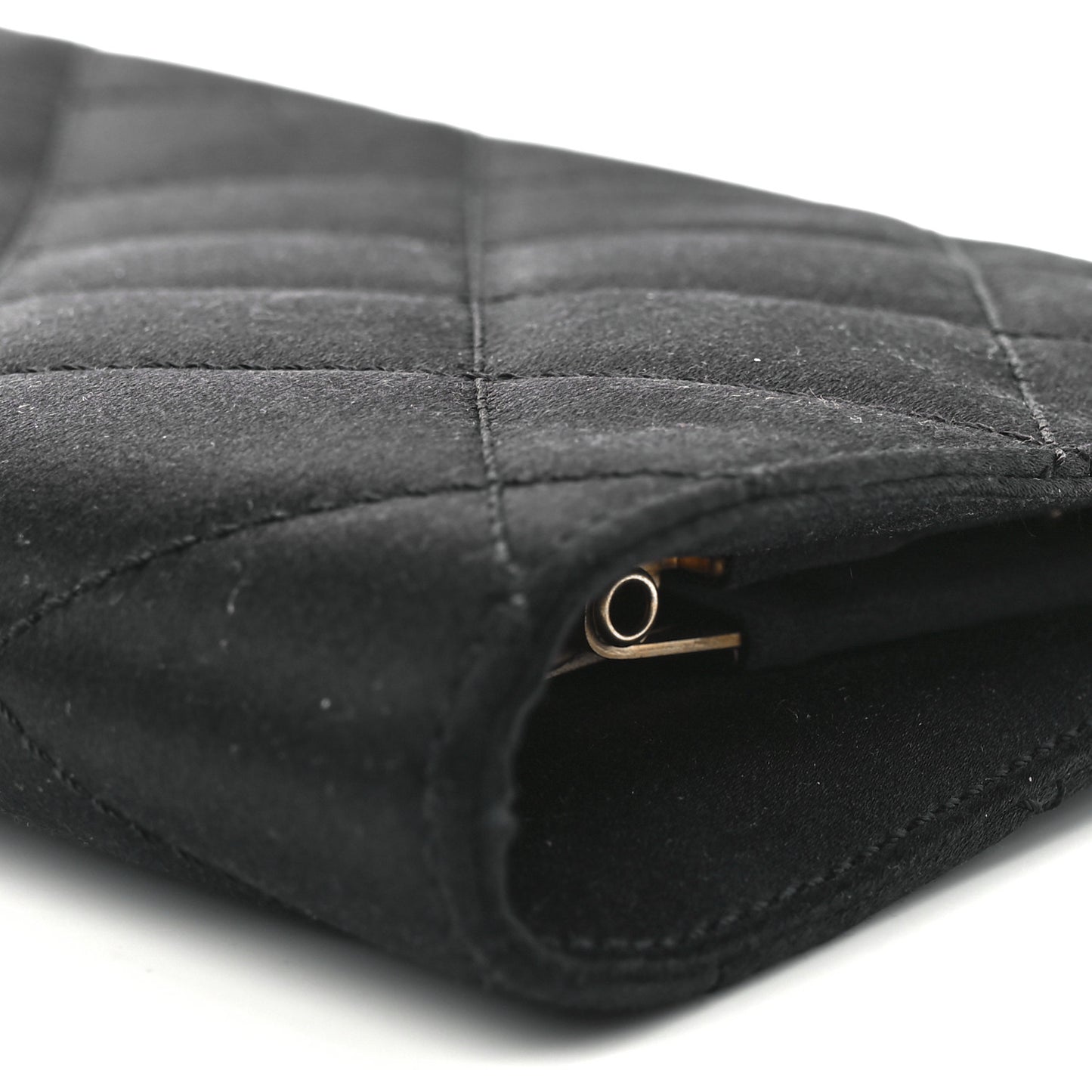 Satin Quilted Frame Clutch Black