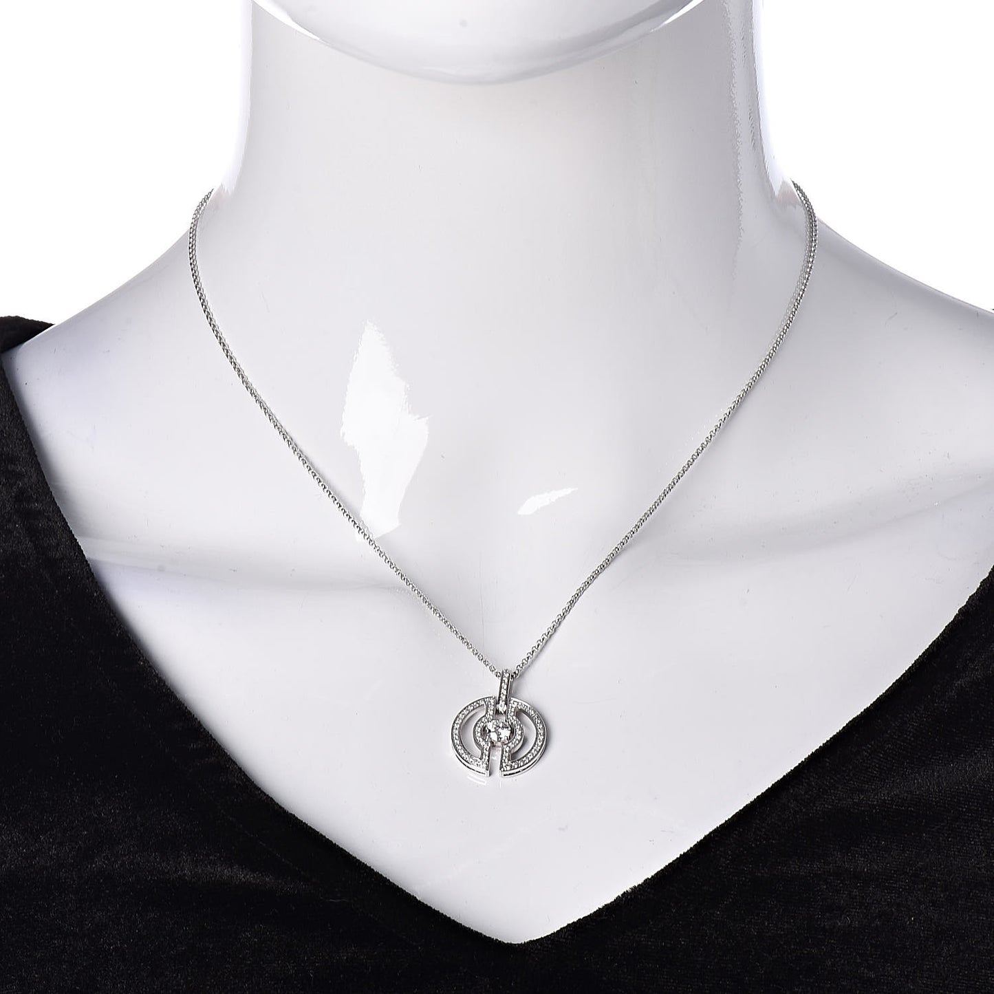 18K White Gold Diamond Parentesi Pendant Necklace