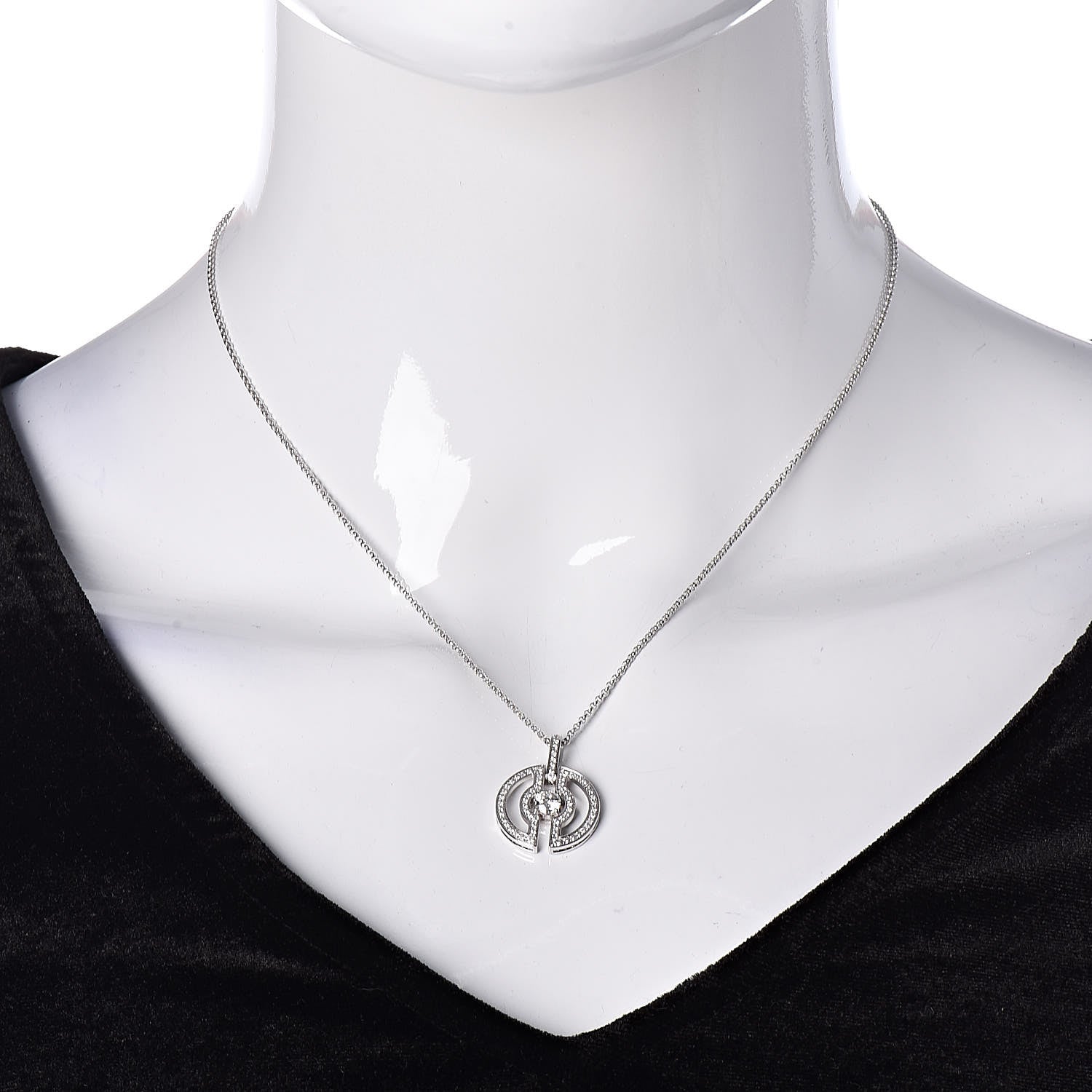 Bulgari 18K White Gold Diamond Parentesi Pendant Necklace 2 of 7