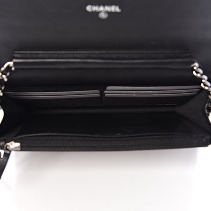 Chanel Lambskin Diamond Stitched Wallet On Chain WOC Black 5 of 12