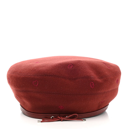 Hermes Cashmere Saint Honore Charms Beret Hat 56 Rouge Tomate 3 of 9