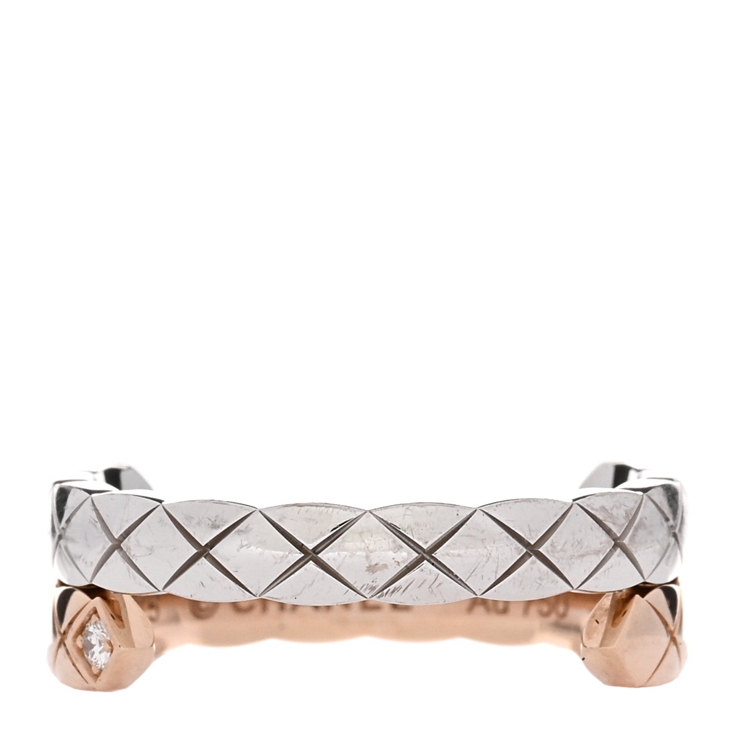 Chanel 18K White Beige Gold Diamond Coco Crush Toi et Moi Ring 52 6 1 of 5