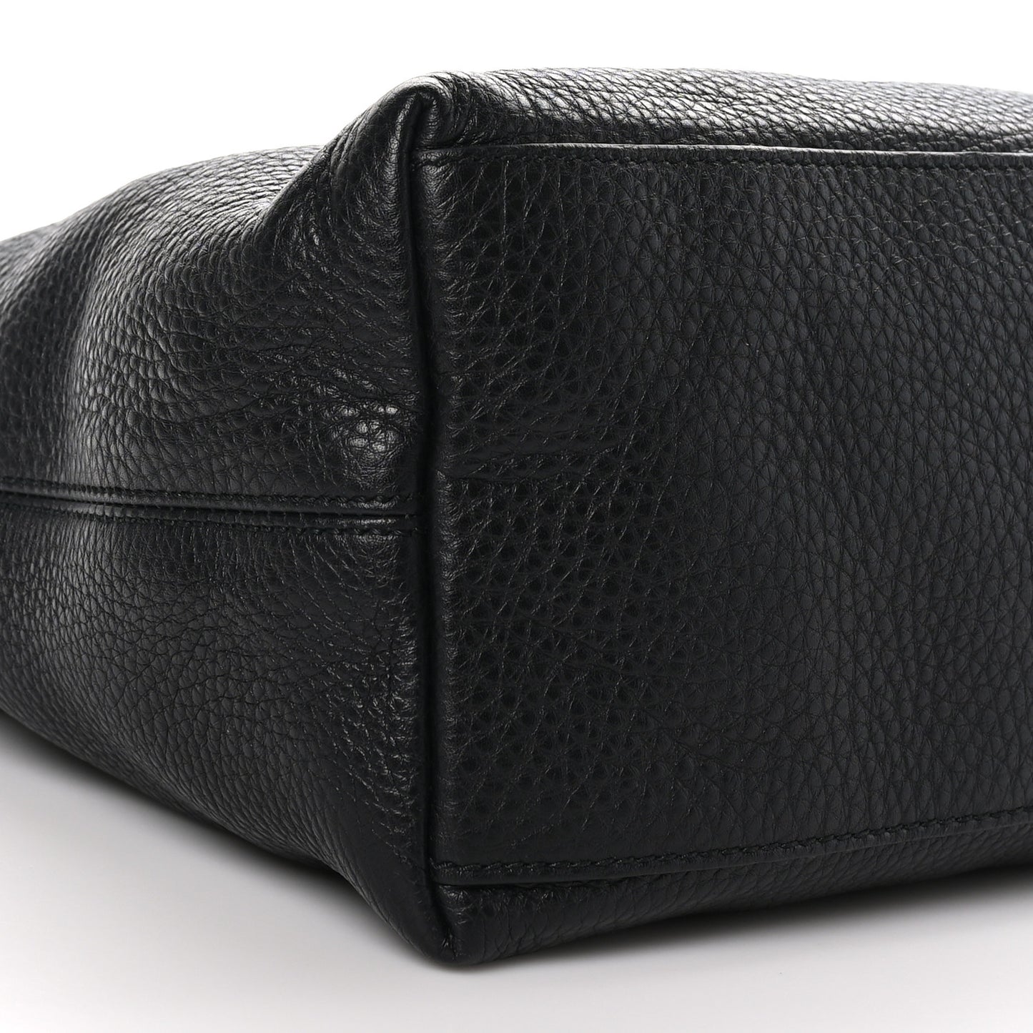 Pebbled Calfskin Studded Medium Soho Chain Shoulder Bag Black
