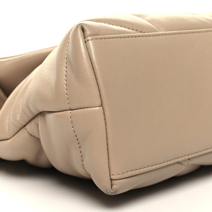 Saint Laurent Lambskin Quilted Small Loulou Puffer Monogram Chain Satchel Dark Beige 9 of 12