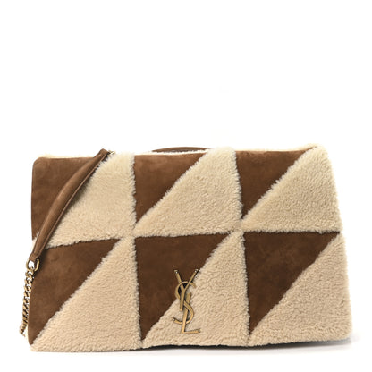 Saint Laurent Suede Shearling Patchwork Monogram Giant Jamie Brown Beige 1 of 10