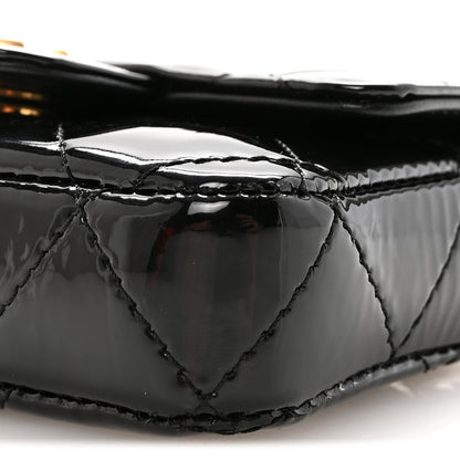 Chanel Patent Enamel Quilted Coco Hearts Clutch With Chain Black 11 of 12