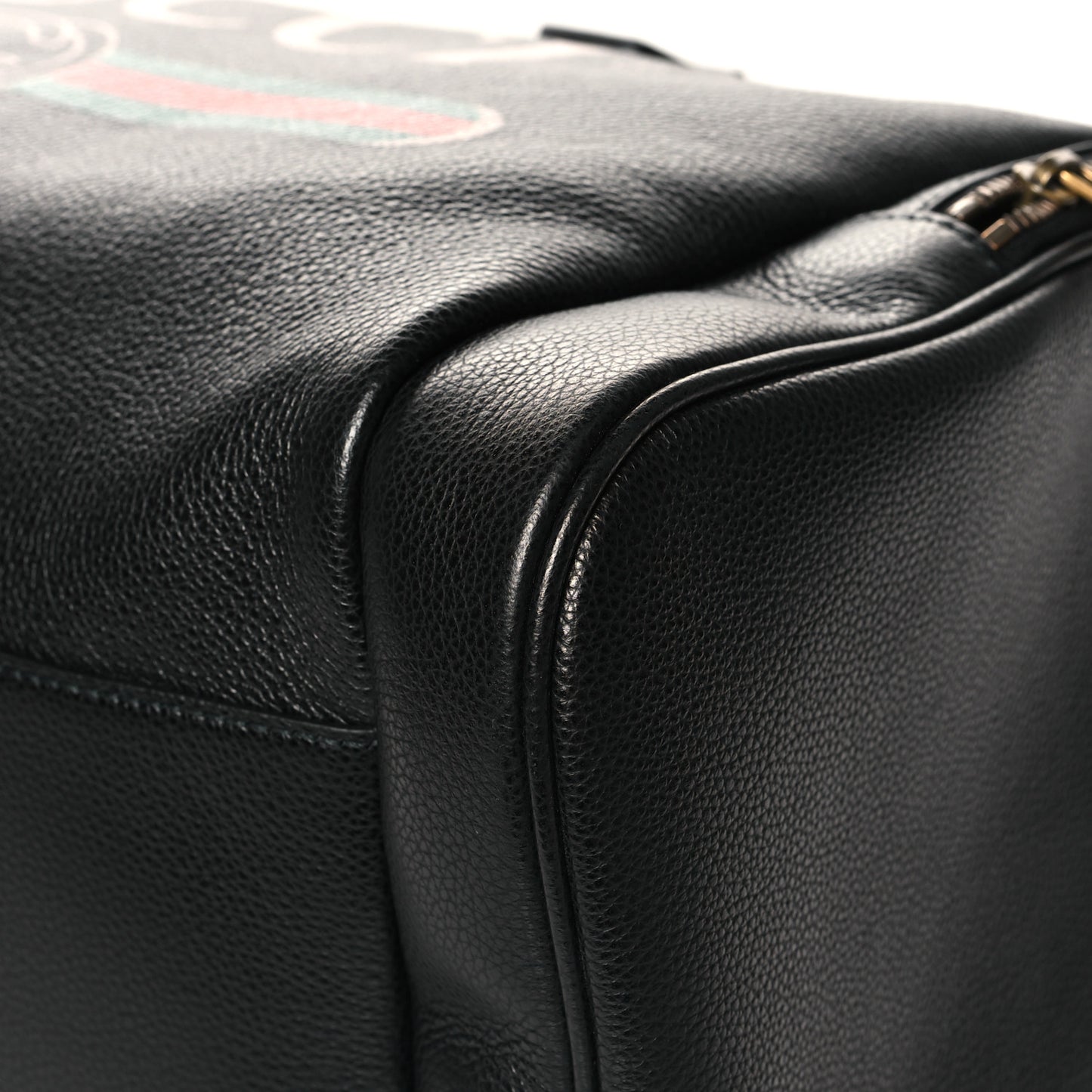Grained Calfskin Logo Duffle Bag Black