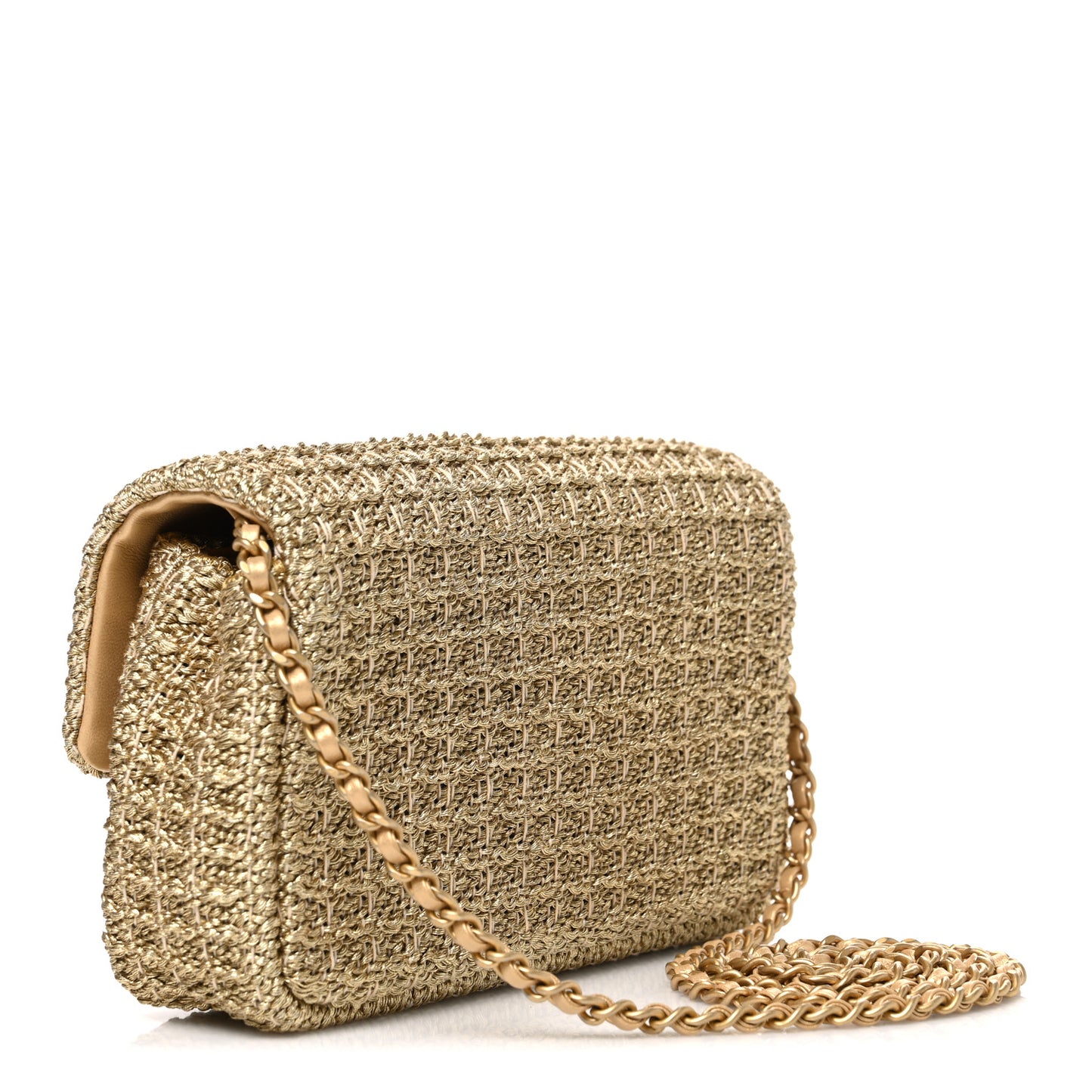 Metallic Woven Fabric Mini Rectangular Flap Gold